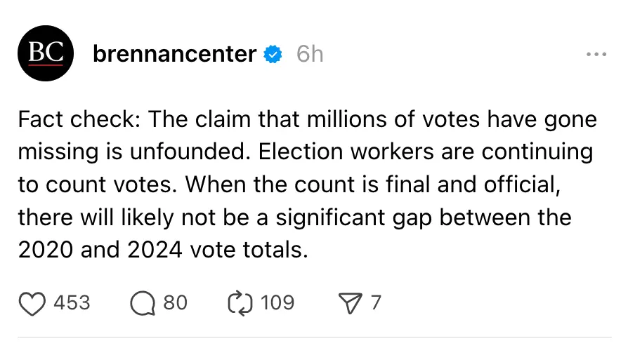 Rumors, conspiracy theories, and disinformation about "millions of missing votes" and voting machine fraud