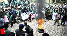 Students in Indonesia protest the growing numbers of Rohingya refugees in Aceh province - Times of India