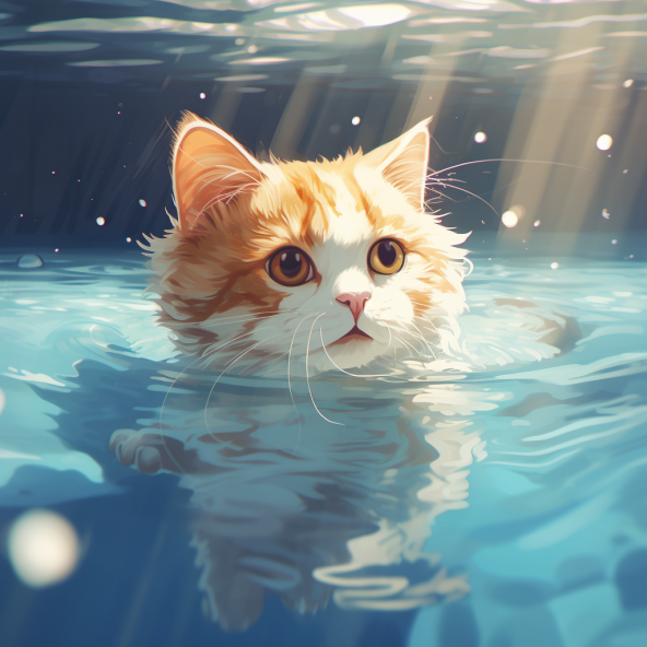 Cute cat on the pool