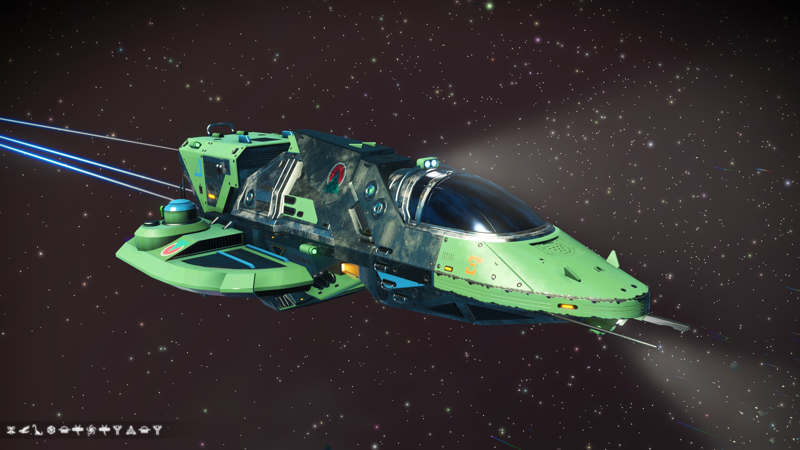 Starship/Euclid: Green &amp; Chrome Droid Jet Fighter w/ Box Thruster in T3 Economy