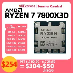 367.65€ 27% OFF|AMD RYZEN 7 7800X3D Brand New CPU Gaming Processor AMD R7 7800X3D 8 Core 16 Thread 5NM 96M Socket AM5 Without Fan Game Cache Hot| |   - AliExpress