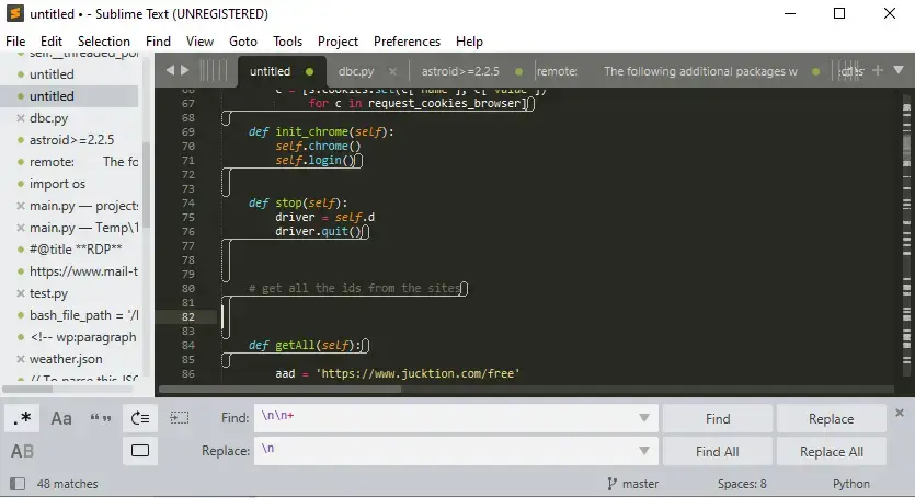 Remove multiple empty lines in code/text at once with Regex