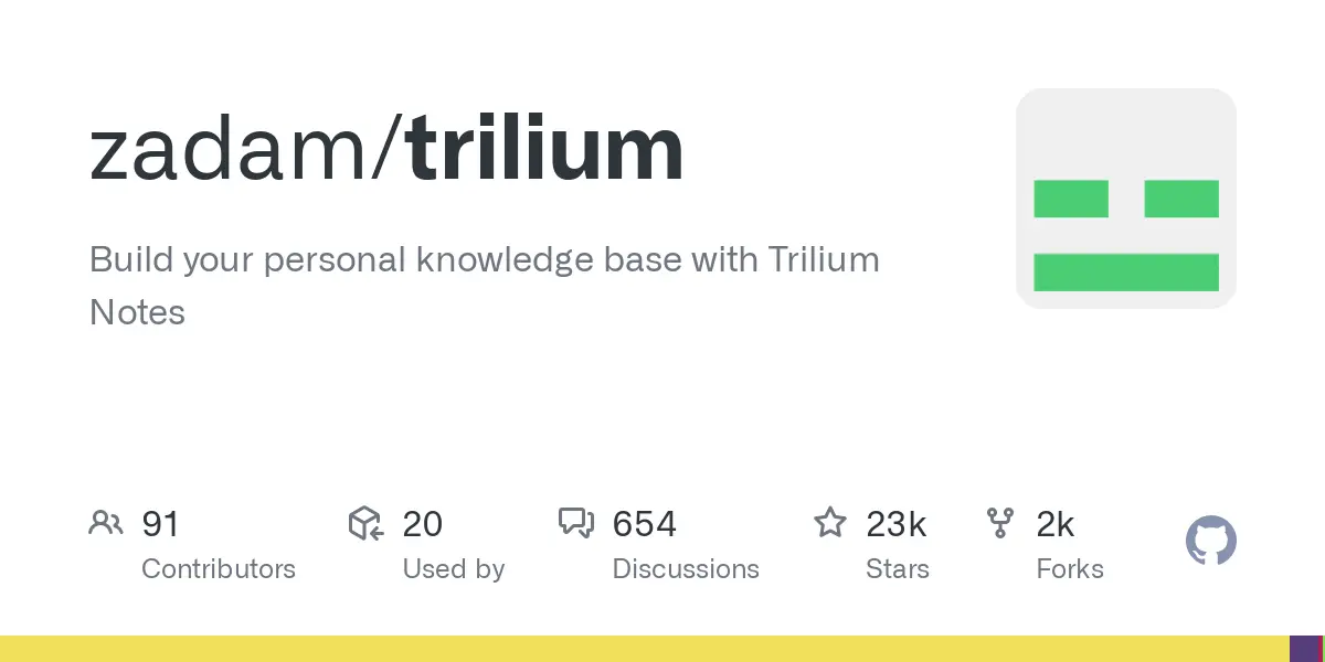 GitHub - zadam/trilium: Build your personal knowledge base with Trilium Notes