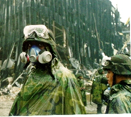 Army National Guard Soldier helps provide security at Ground Zero Sep. 14, 2001 [1243x1112]