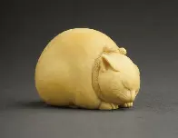 Sleeping cat sculpture, ivory, Japan, mid-late 19th century AD