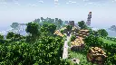 The small City from Back To Beta, with 1.20.1 shaders and rendering