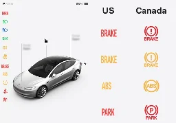 Tesla Reverting Indicator Lights in OTA Recall in Canada: Difference Between US and Canada Icons