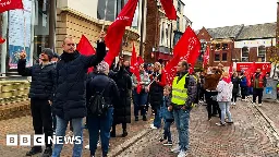 Striking Lincolnshire food factory workers march through town