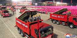 North Korea celebrated its founding with a military parade featuring dump trucks modified to work as rocket launchers