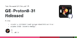 Release GE-Proton8-31 Released · GloriousEggroll/proton-ge-custom