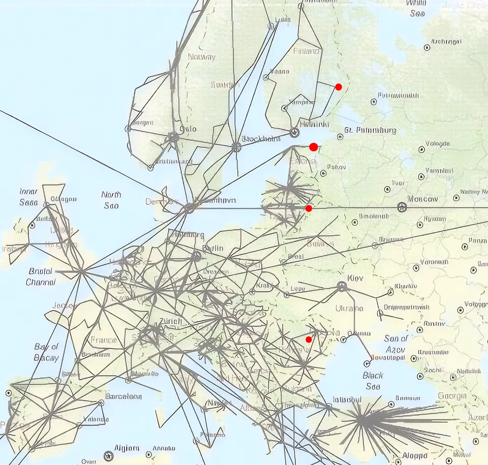 incomplete crossover points between European internet and Russian internet