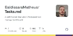 GitHub - BaldissaraMatheus/Tasks.md: A self-hosted, Markdown file based task management board