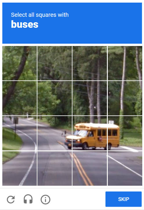 This CAPTCHA I got looks like a drifting school bus.