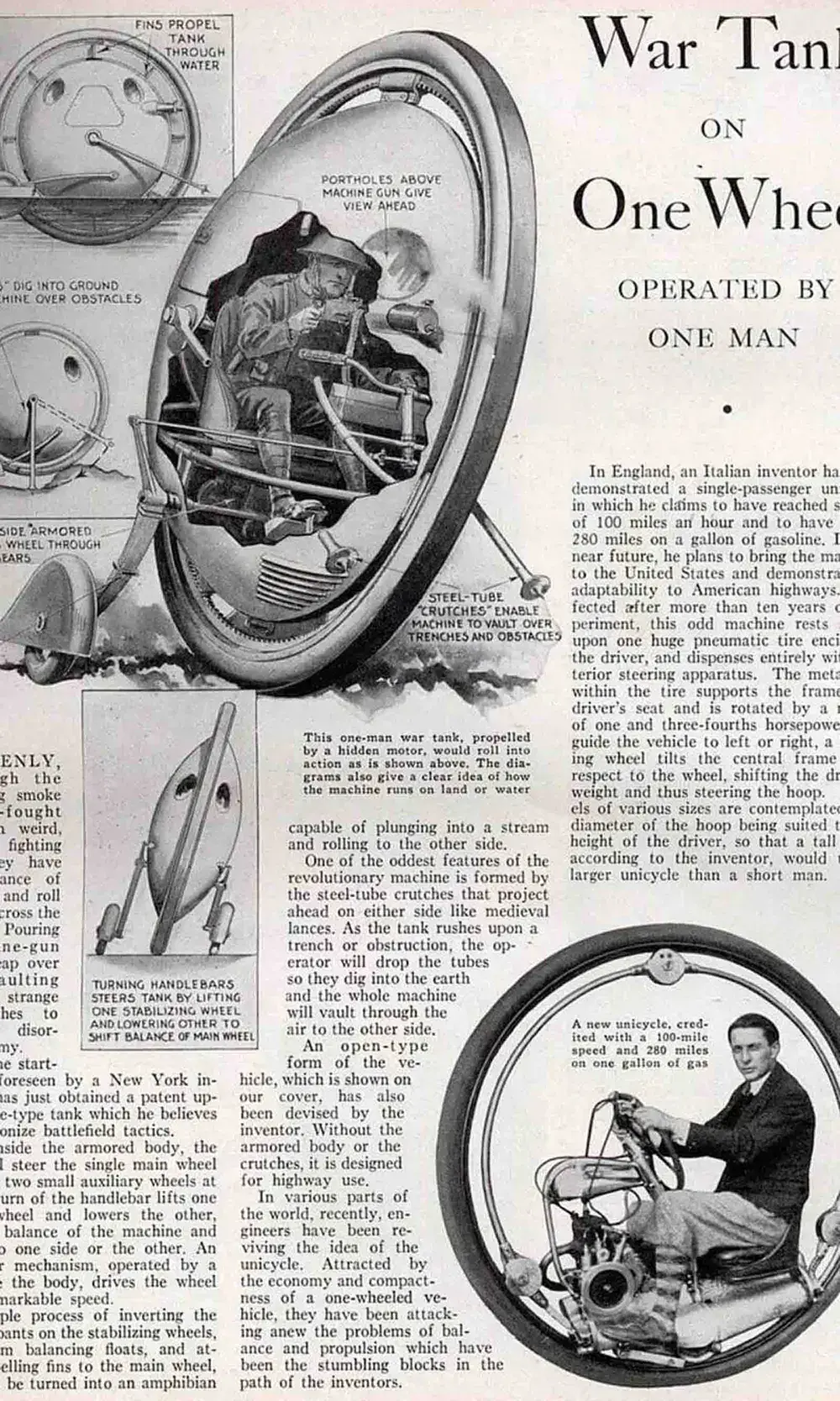 Theoretical monowheel tank from the 1930s - Lemmy.World