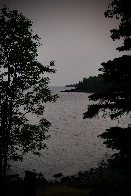 An overcast sunset over the big lake