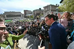 Speaker Mike Johnson booed at Columbia University as he calls for president to quit