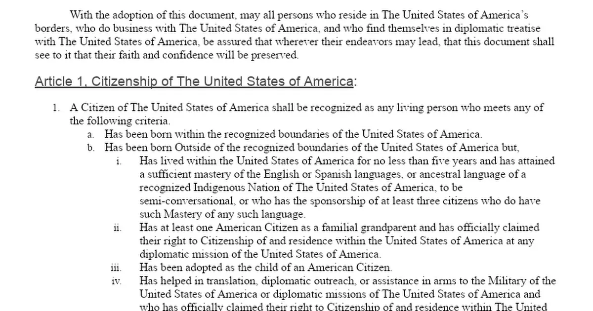 The Constitution of the Second Republic of The United States of America