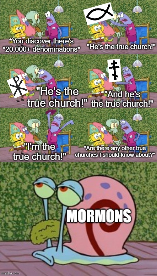 None of them are the real church because they are all made up