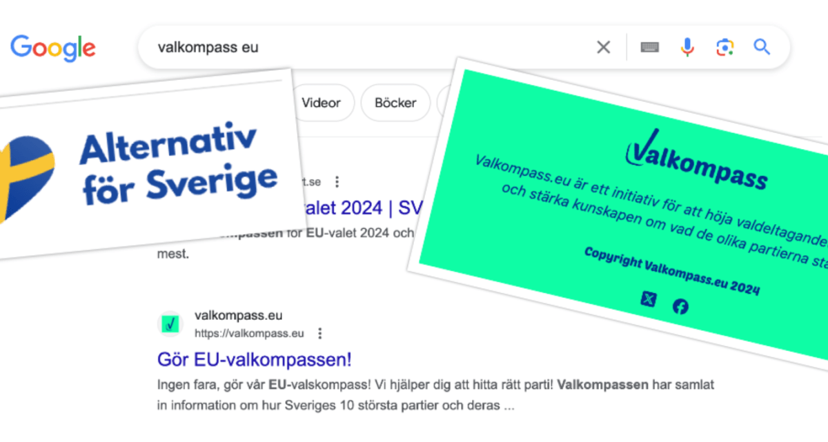 Valkompass.eu rankar högt på Google – ägs i hemlighet av högerextrema ”Alternativ för Sverige”