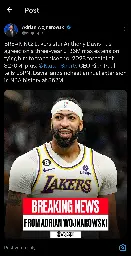 [Woj] BREAKING: Lakers star Anthony Davis has agreed on a three-year $186M max extension, tying him to franchise thru 2028 for total of $270M-plus