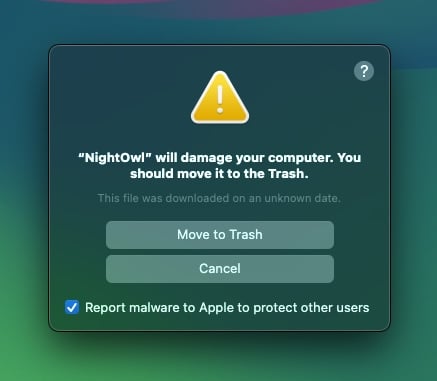 macOS now flags it as such