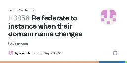 Re federate to instance when their domain name changes · Issue #3856 · LemmyNet/lemmy