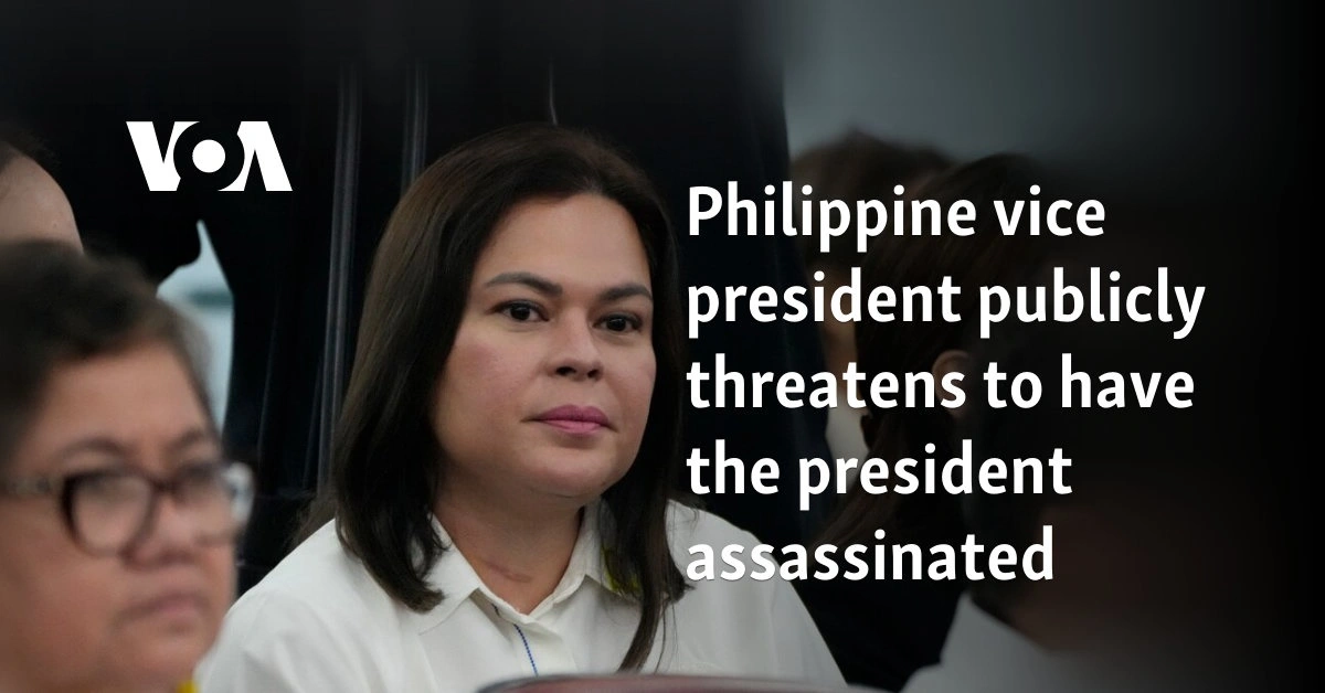 Philippine vice president publicly threatens to have the president assassinated