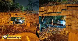 Tesla Rams Right Through A Brick Wall Beside A Restaurant In Seri Kembangan | WeirdKaya